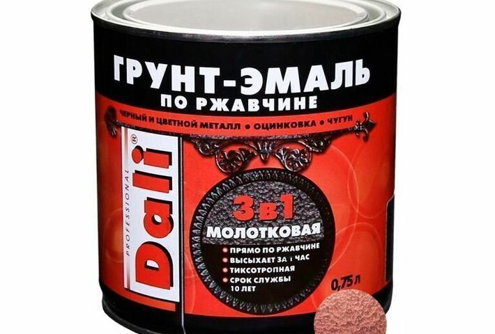 Грунт-эмаль по ржавч. 3в1 (молотковая медная) DALI 0,75л 28230